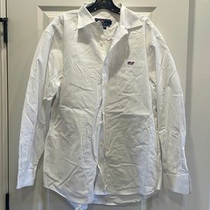 Vineyard Vines Men’s White Button down with american flag whale - Large